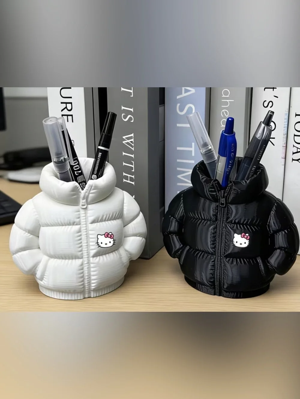 Sanrio Hello Kitty White and Pink Puffy Jacket Pen Cup